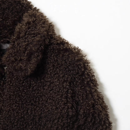 Women's collar long sleeved zipper faux fur jacket