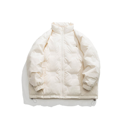 Stand Collar Cotton Coat Simple Solid Color Loose Casual Warm Flight Jacket