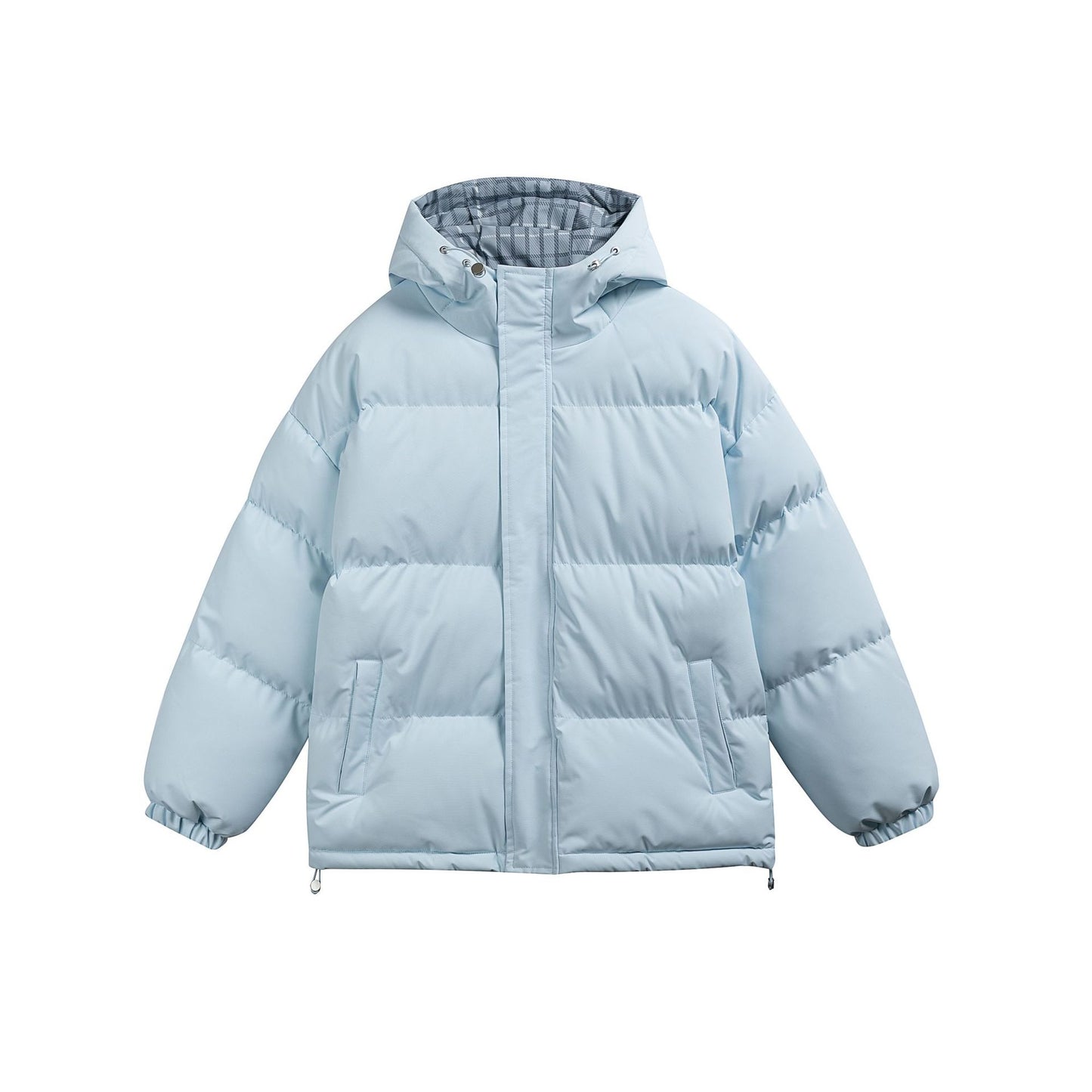 Cozy Hooded Solid Color Cotton Coat for Men and Women Casual Thick Puffer Jacket