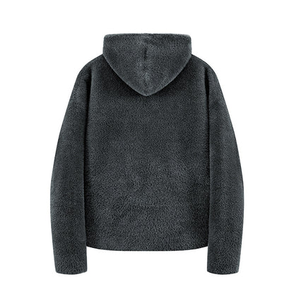 Lined Hooded Zip-Up Knit Sweater for Men Loose Fit Soft and Warm Long Sleeve Casual Style