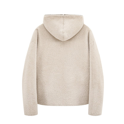 Lined Hooded Zip-Up Knit Sweater for Men Loose Fit Soft and Warm Long Sleeve Casual Style