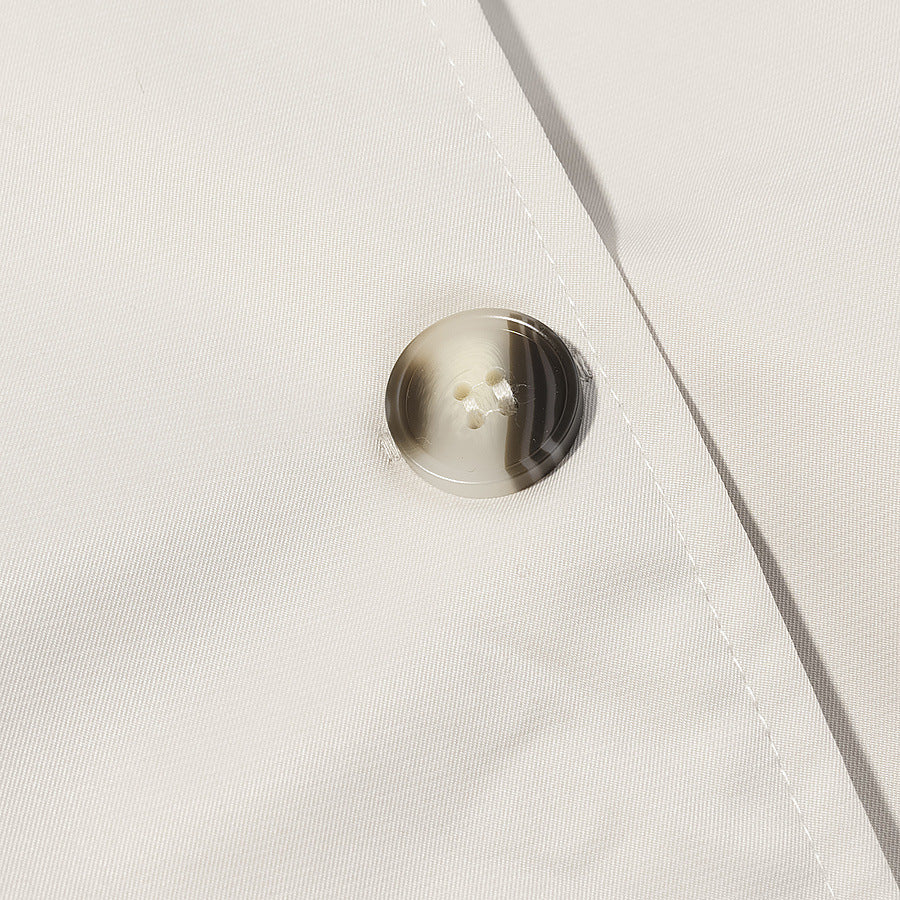 Stand up collar long sleeved double breasted waistband trench coat for women