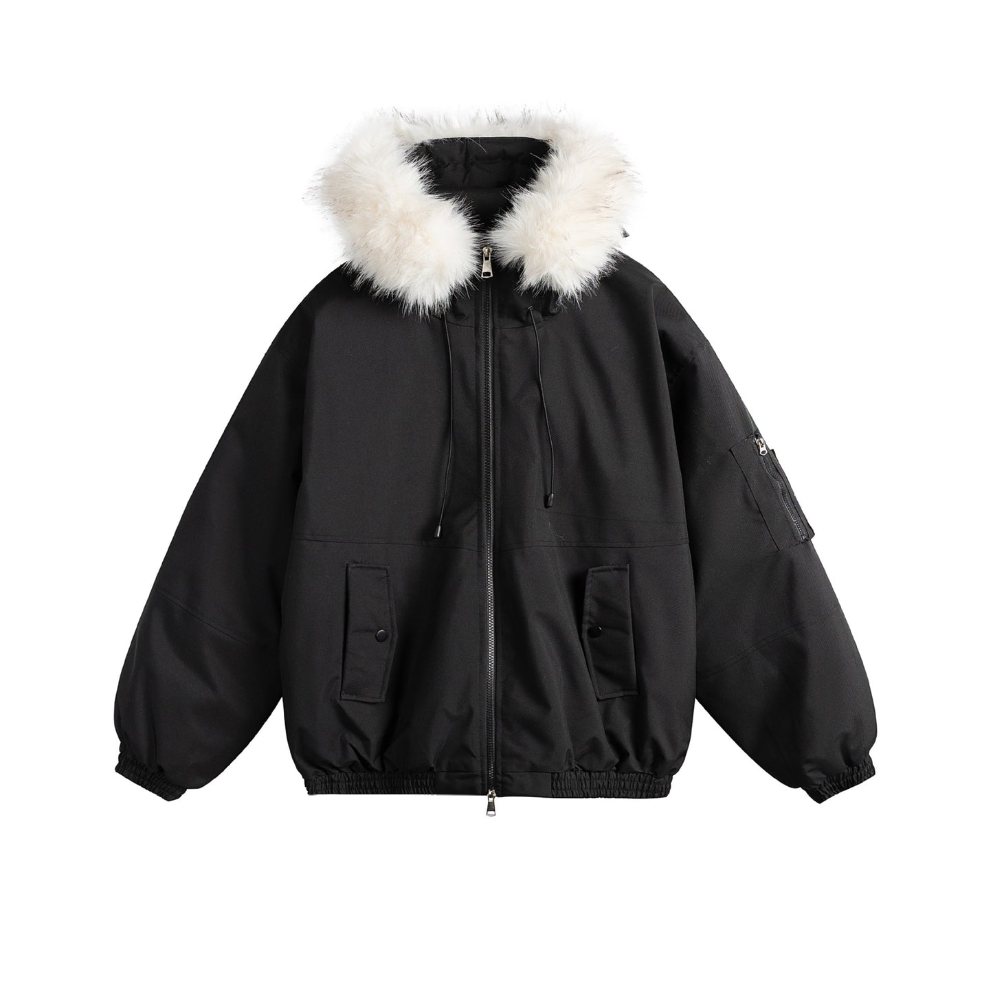 Removable Fur Collar Hooded Thickened Warm Parka Jacket