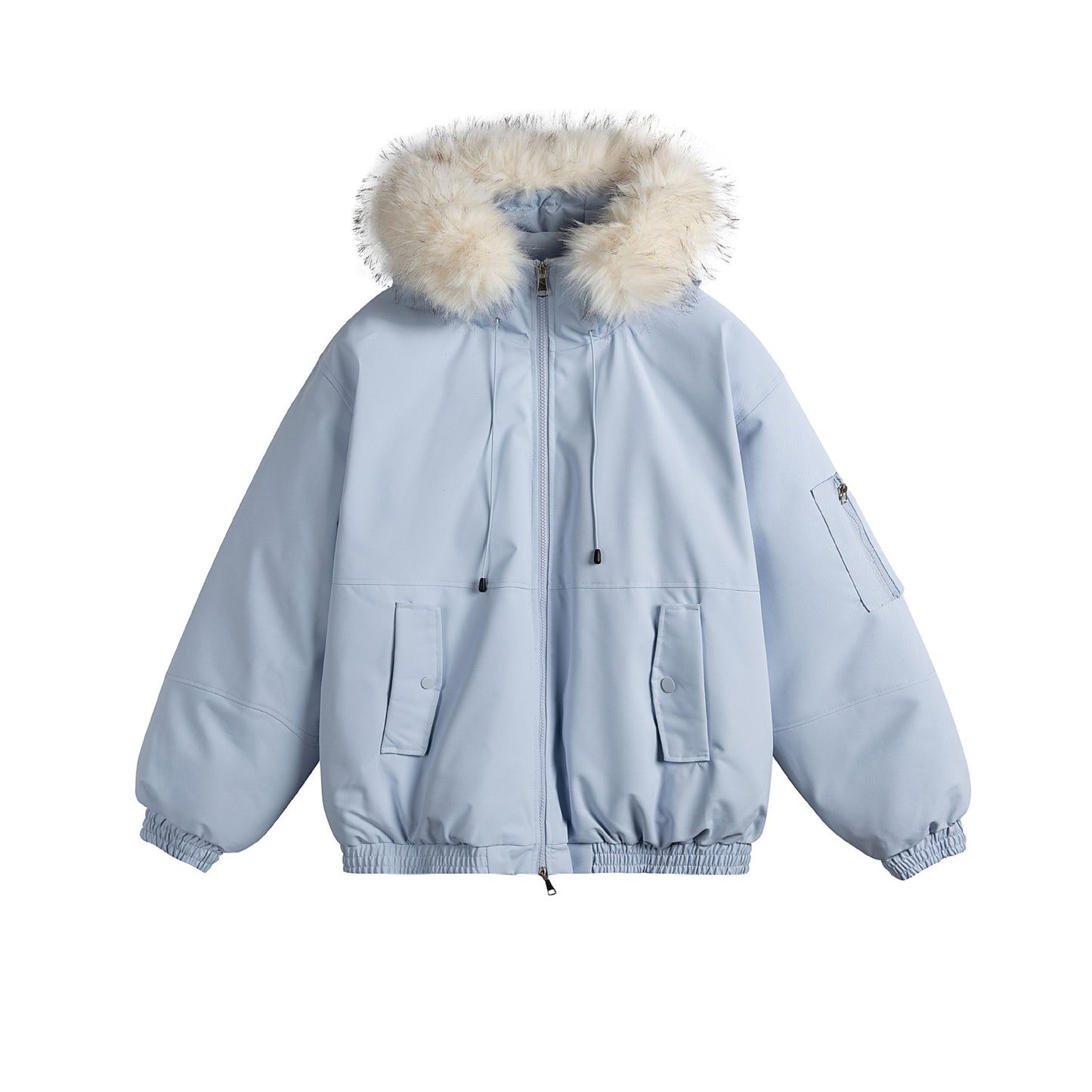 Removable Fur Collar Hooded Thickened Warm Parka Jacket