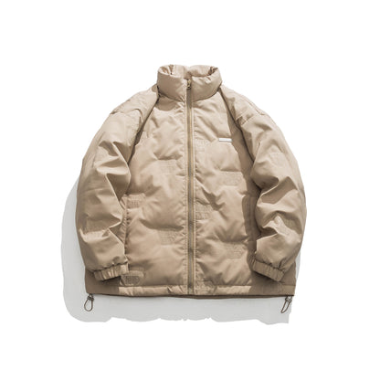 Stand Collar Cotton Coat Simple Solid Color Loose Casual Warm Flight Jacket